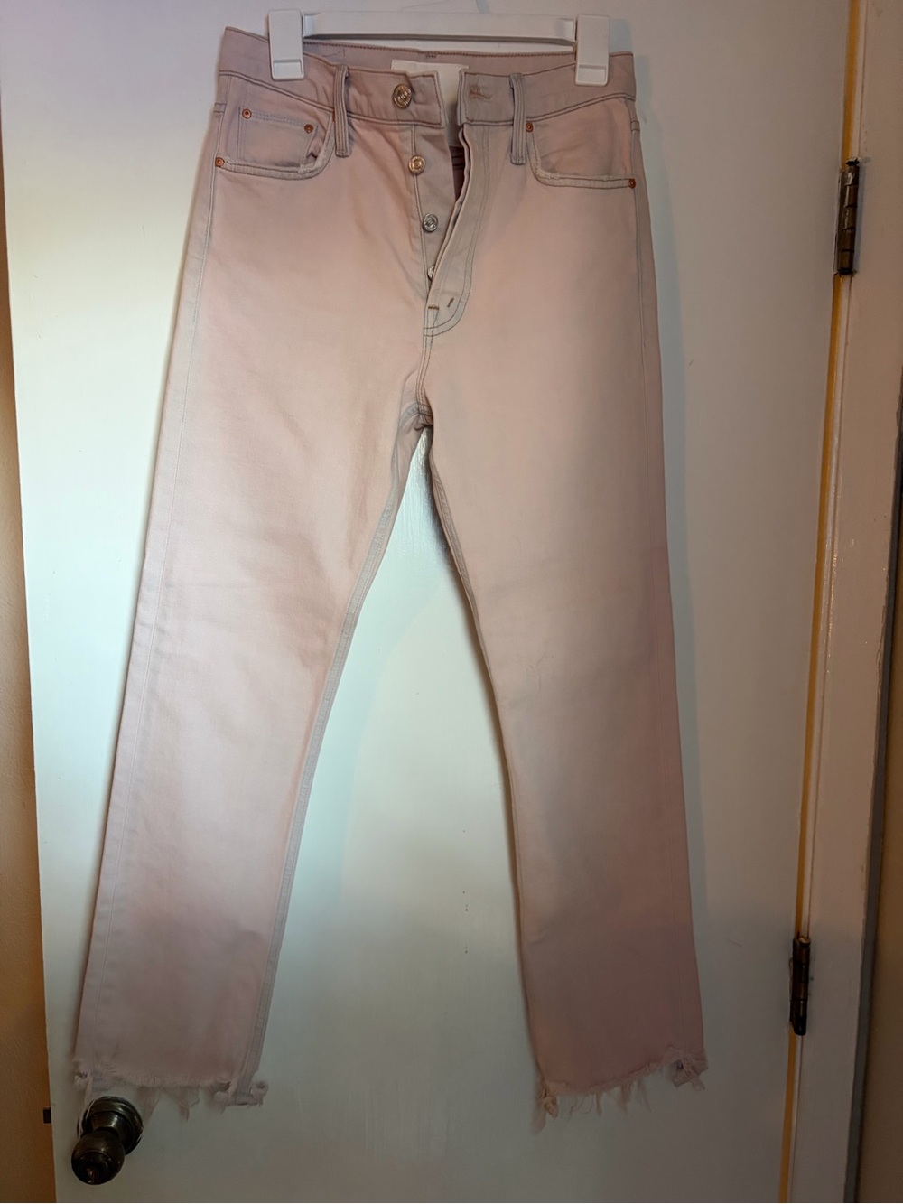 MOTHER Pale Pink Straight Jeans